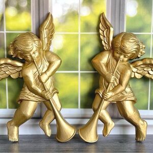 Luxurious Gold Angel Wall Sculptures